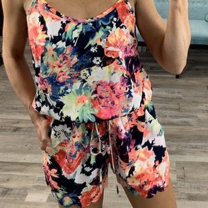 Neon Floral Romper